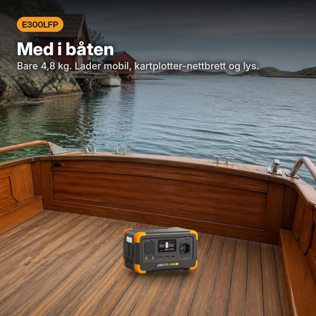 Pecron E300LFP som strømkilde i båten