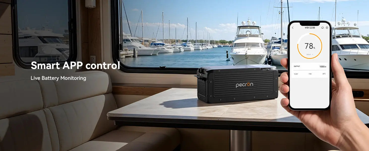 Pecron WB12200 – Kraftig 12v 200a LiFePO4-batteri med smartstyring IP65 og Victron-kompatibilitet