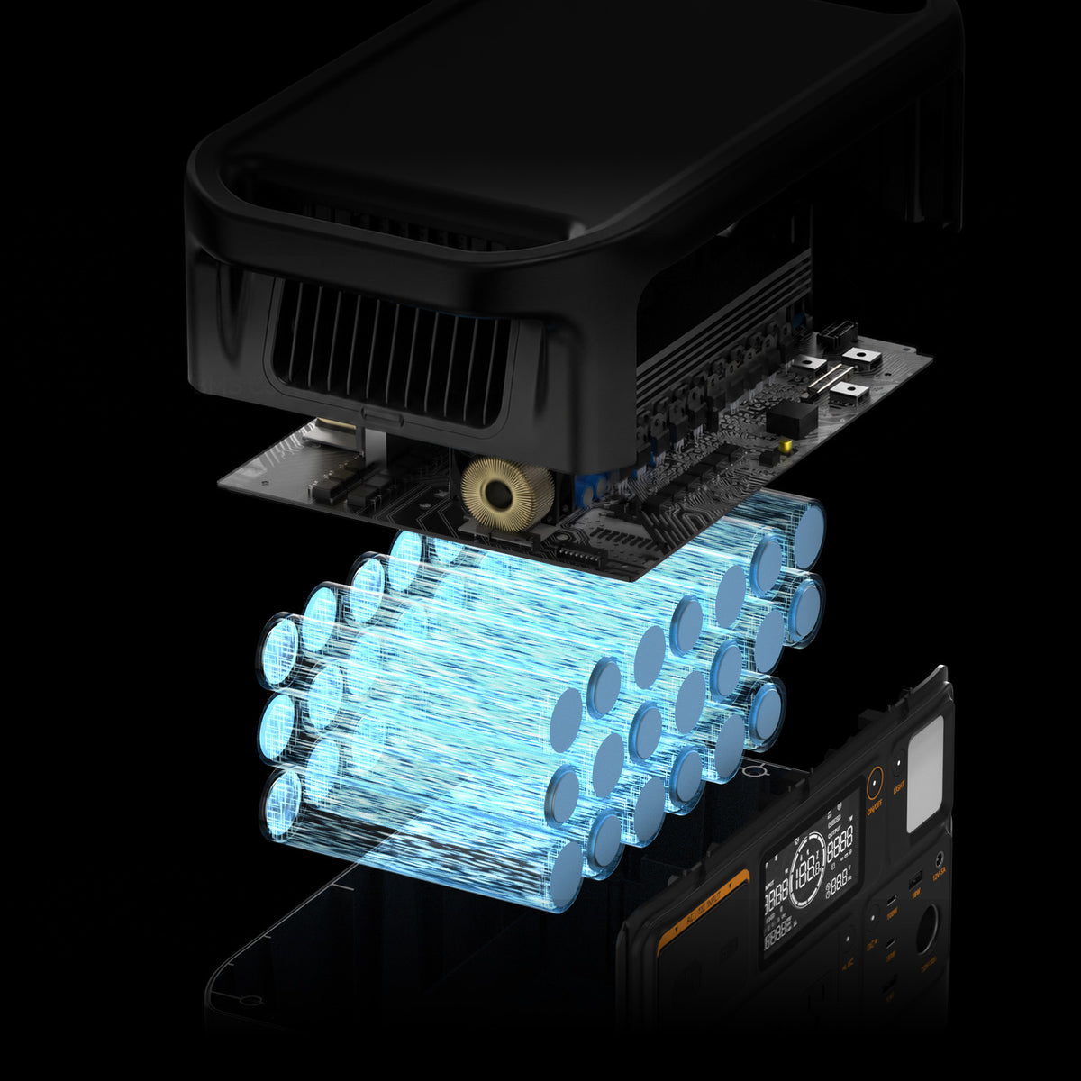 Inside view of the Pecron F1000 portable power station