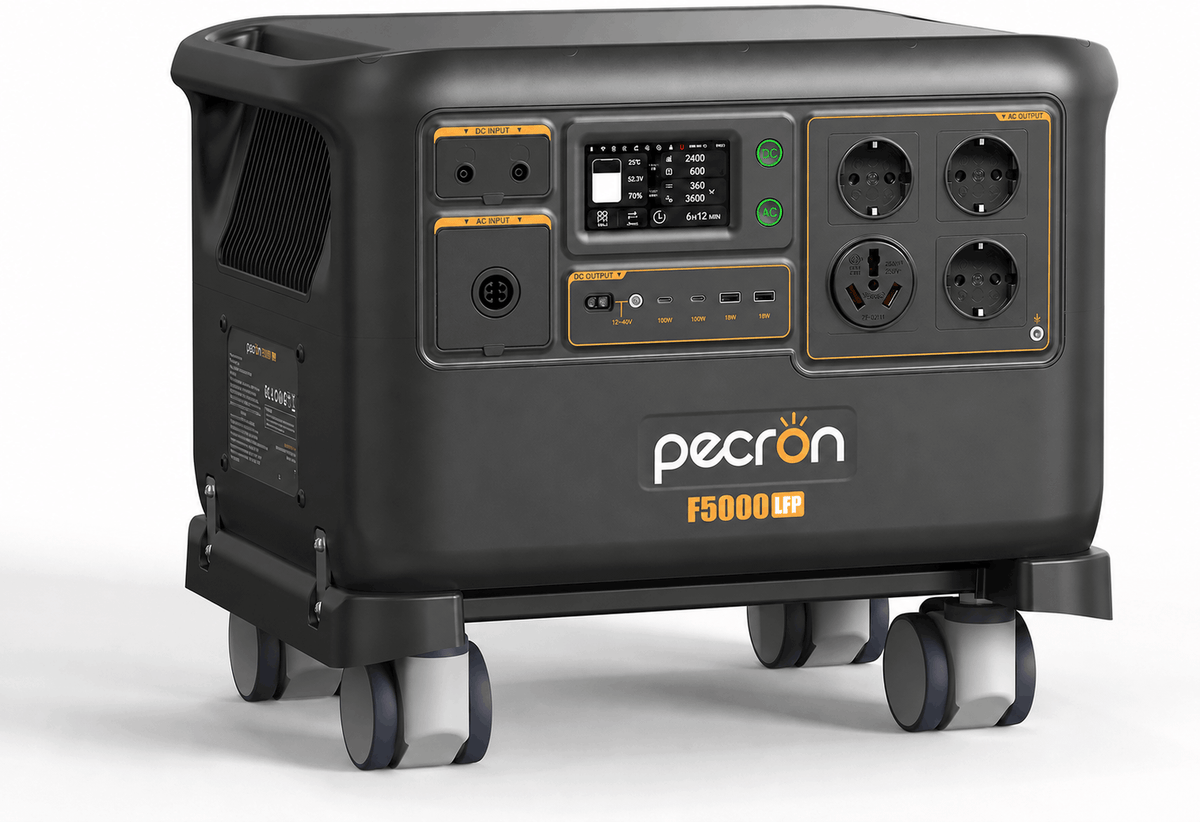 Pecron F5000LFP – strømstasjon 5120 Wh som lader ned til −20 °C, utvidbar til 35,8 kWh