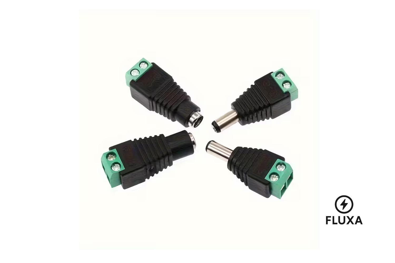 Fluxa 1 par (1 stk han + 1 stk hun) DC-tilkoblingskontakter – 5,5 mm x 2,1 mm Hann til Hunn | For 5V / 12V DC-strøm