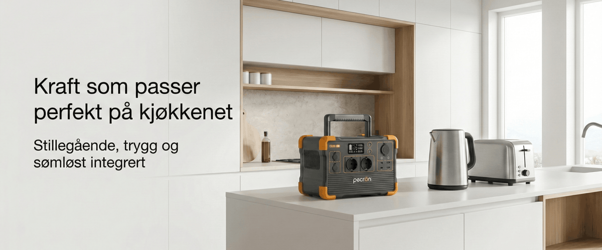 Pecron E600LFP på kjøkkenbenken