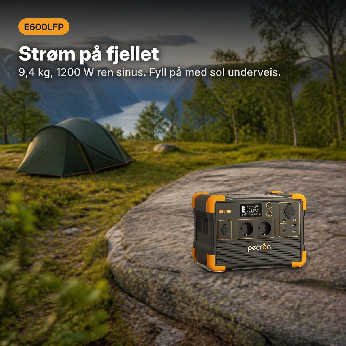 Pecron E600LFP strømstasjon på fjelltur