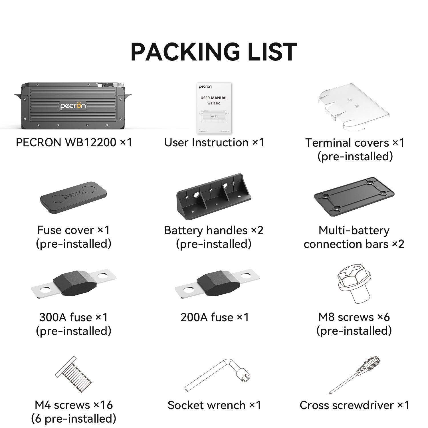 Pecron WB12200 – Kraftig 12v 200a LiFePO4-batteri med smartstyring IP65 og Victron-kompatibilitet