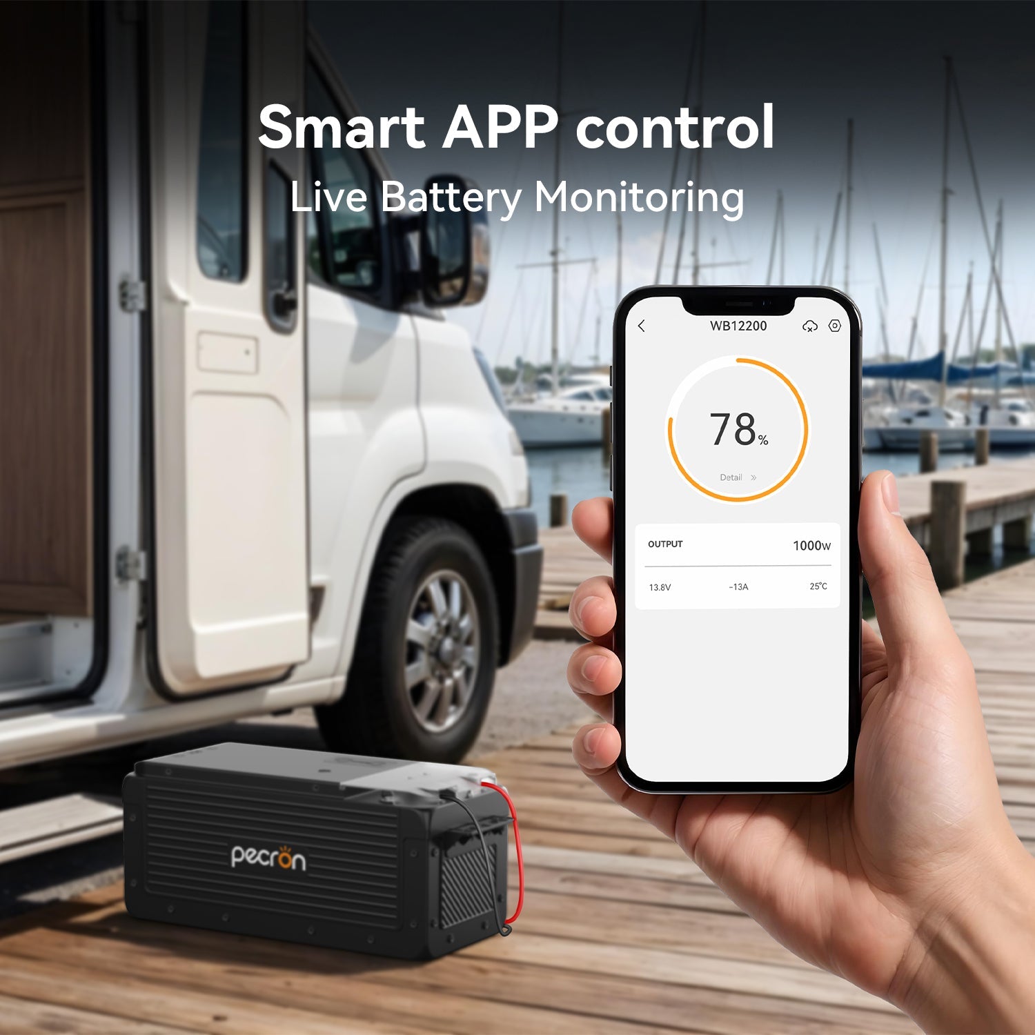 Pecron WB12200 – Kraftig 12v 200a LiFePO4-batteri med smartstyring IP65 og Victron-kompatibilitet