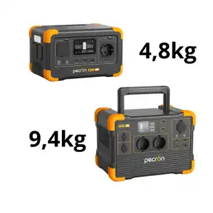 To bærbare kraftstasjoner med ulik vekt.